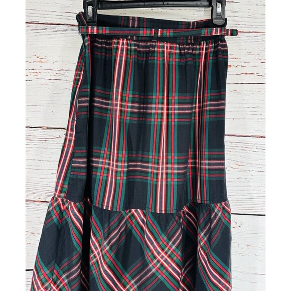 Free Assembly Plaid Skirt Womens Size 2 Side Zip A Line Belted Blue Green Red - Picture 6 of 11